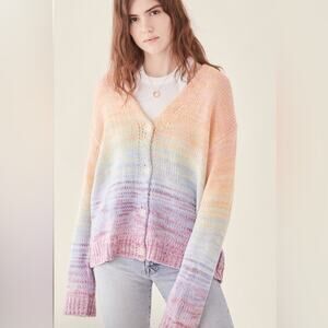 525 America Mixed Marl Stripe Cardigan